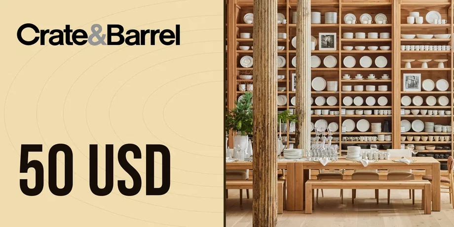 Crate and Barrel 50 USD Gift Card (United States) gallery image 1