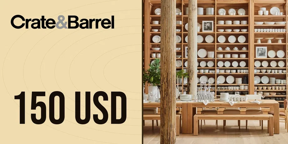 Crate and Barrel 150 USD Gift Card (United States) gallery image 1