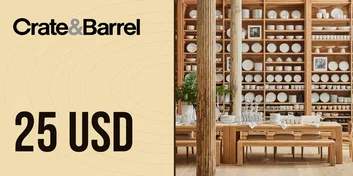 Crate and Barrel 25 USD Gift Card (United States)