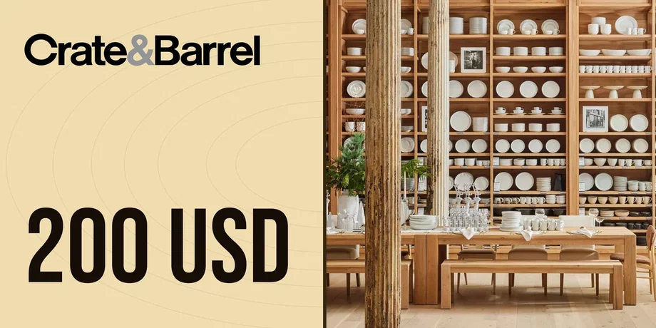 Crate and Barrel 200 USD Gift Card (United States) gallery image 1