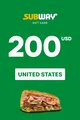 Subway 200 USD Gift Card (United States) thumb 2