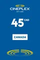 Cineplex 45 CAD Gift Card (Canada) thumb 2