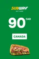 Subway 90 CAD Gift Card (Canada) thumb 2