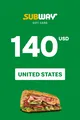 Subway 140 USD Gift Card (United States) thumb 2